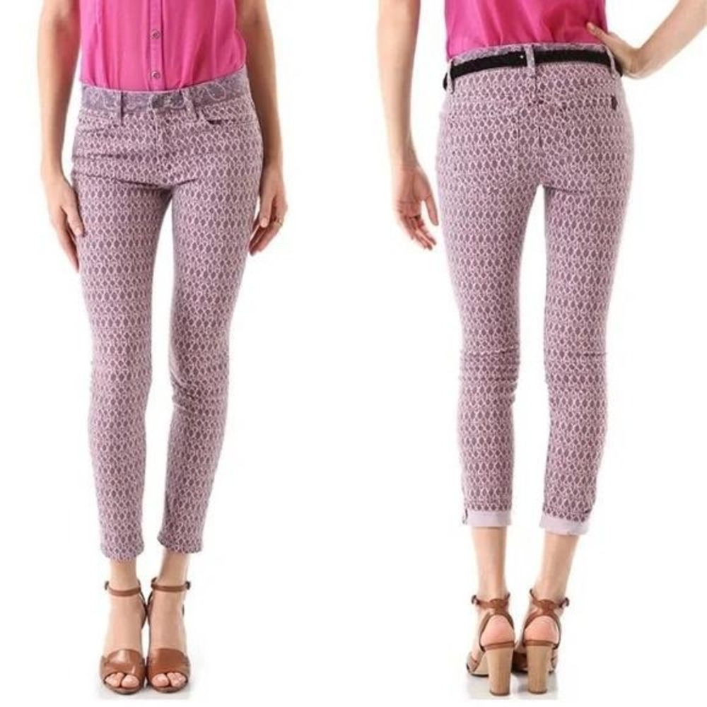 Joe's Jeans High Water 32 Purple Bandana Paisley‎ Print Skinny Ankle Boho Hippie